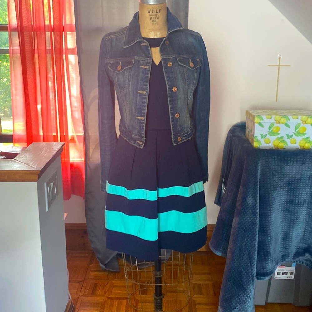 Woman’s Size 5 Navy Summer Dress with Denim Jacket